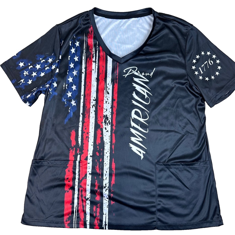 Proud to be American T-shirt since 1776  with Front Pockets 2XL Polyester